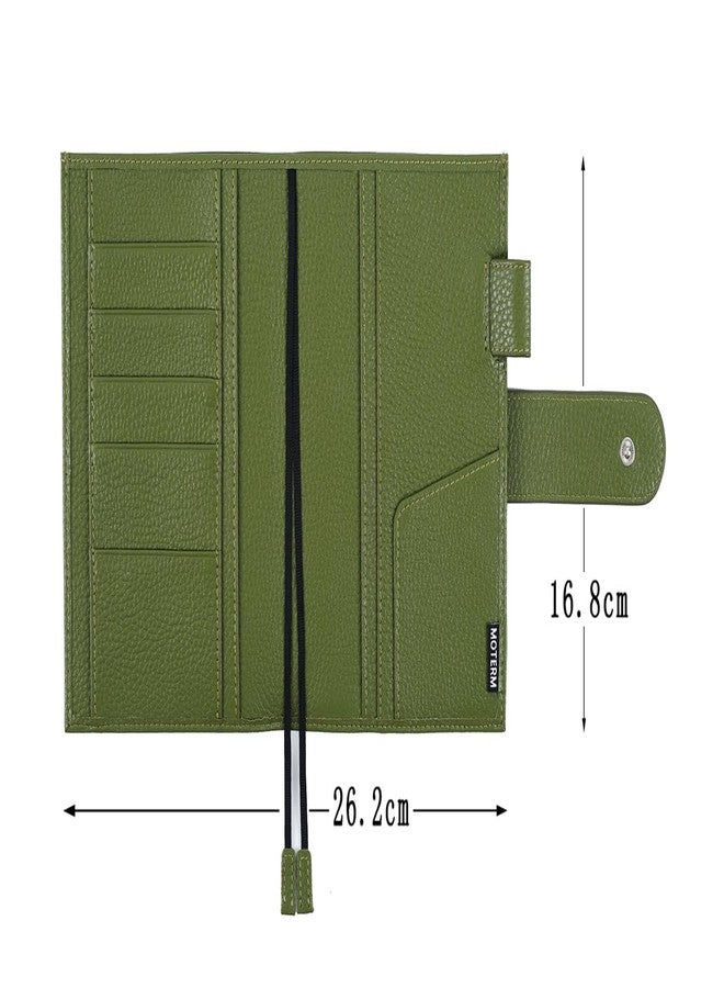 Moterm Leather Cover for A6 Notebooks - Fits Hobonichi Original, Stalogy and Midori MD Planners, with Pen Loop, Card Slots and Back Pocket (Pebbled-Olive, A6+) - Image 2