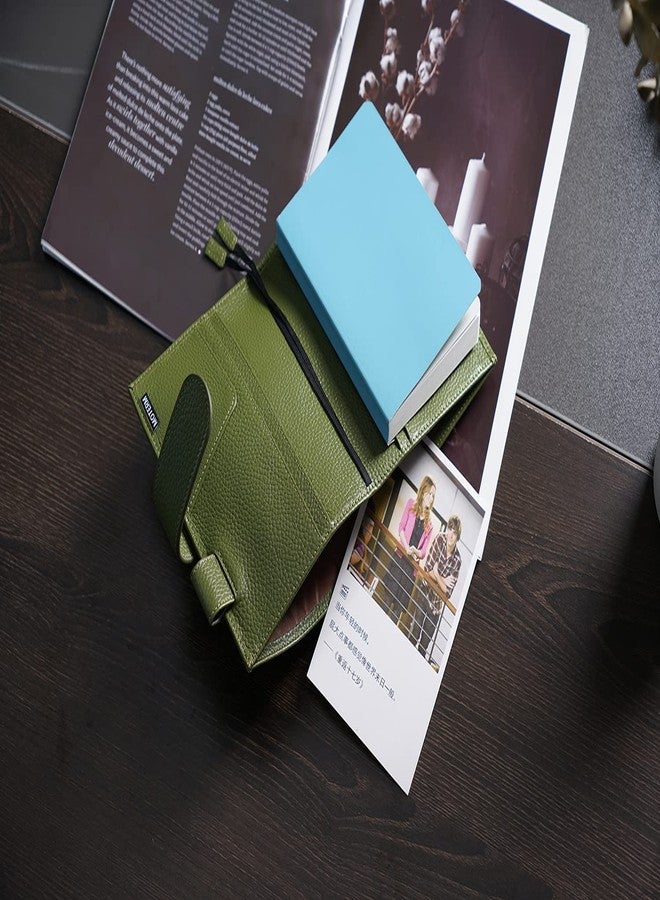 Moterm Leather Cover for A6 Notebooks - Fits Hobonichi Original, Stalogy and Midori MD Planners, with Pen Loop, Card Slots and Back Pocket (Pebbled-Olive, A6+) - Image 5