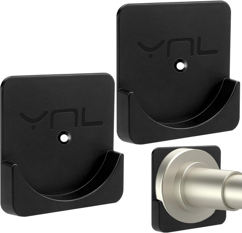 YNL 2 Pack Adhesive Shower Rod Holders, Black Transparent Rod Retainer | Never Fall Down Shower Tension Rod Holders for Wall(Rod Not Included) - Image 1