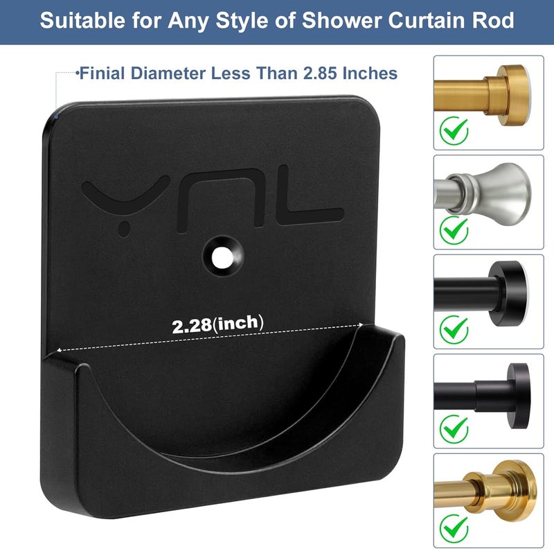 YNL 2 Pack Adhesive Shower Rod Holders, Black Transparent Rod Retainer | Never Fall Down Shower Tension Rod Holders for Wall(Rod Not Included) - Image 4
