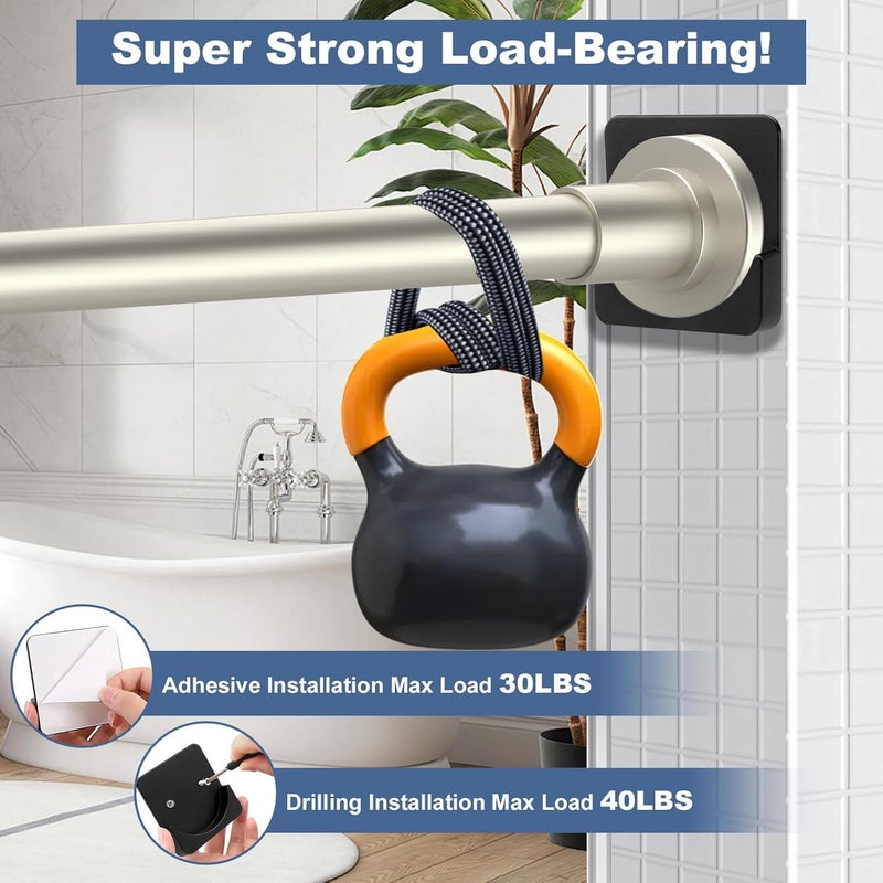 YNL 2 Pack Adhesive Shower Rod Holders, Black Transparent Rod Retainer | Never Fall Down Shower Tension Rod Holders for Wall(Rod Not Included) - Image 3