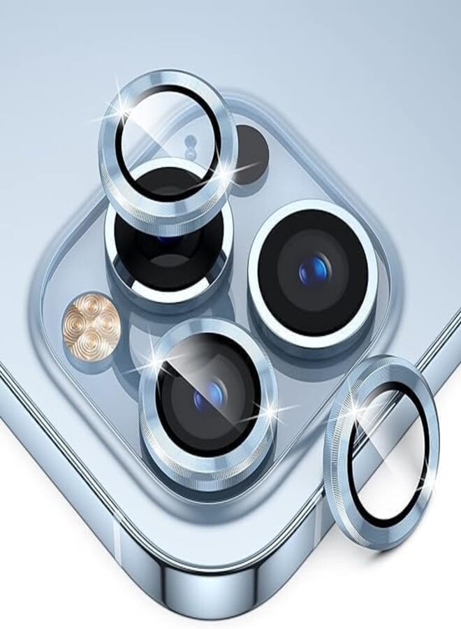 Next Next Store Camera Lens Protector, 9H Tempered Glass Metal Camera Lens Protector, Scratch Resistant Metal Camera Ring [HD Clear] [Corrosion Resistant] Shockproof Compatible with iPhone 12ProMax (Blue)