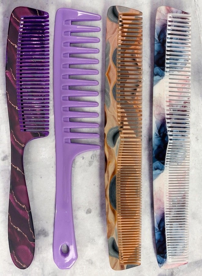 Treewing Hair Comb for Men and Women - Set of 4Pcs Made with Virgin Raw Material Kanga with Smooth Teeth for Healthy Hair, Detangling, Hairstyling - Handle Comb, Shampoo Comb, Graduated Comb Set - Image 5