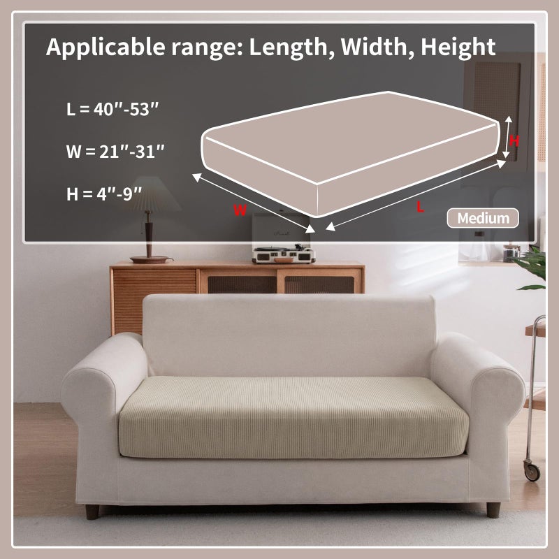 Ohsio Sectional Couch Covers  Wear Resistant Stretch Sofa Covers Washable Soft Couch Cushion Covers Anti Slip Furniture Protector Sofa Slipcovers For Pets (1 Piece Loveseat Cover  Light Brown) - Image 2