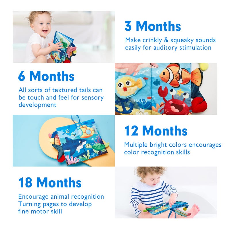 hahaland Baby Books 0-6 Months, Infant Tummy Time Toy Baby Toys 6 to 12 Months Touch Feel Book Baby Gifts for Boy Girl 0-3 Months Learning Toy Baby Christmas Birthday Gifts Stocking Stuffers (Single) - Image 4