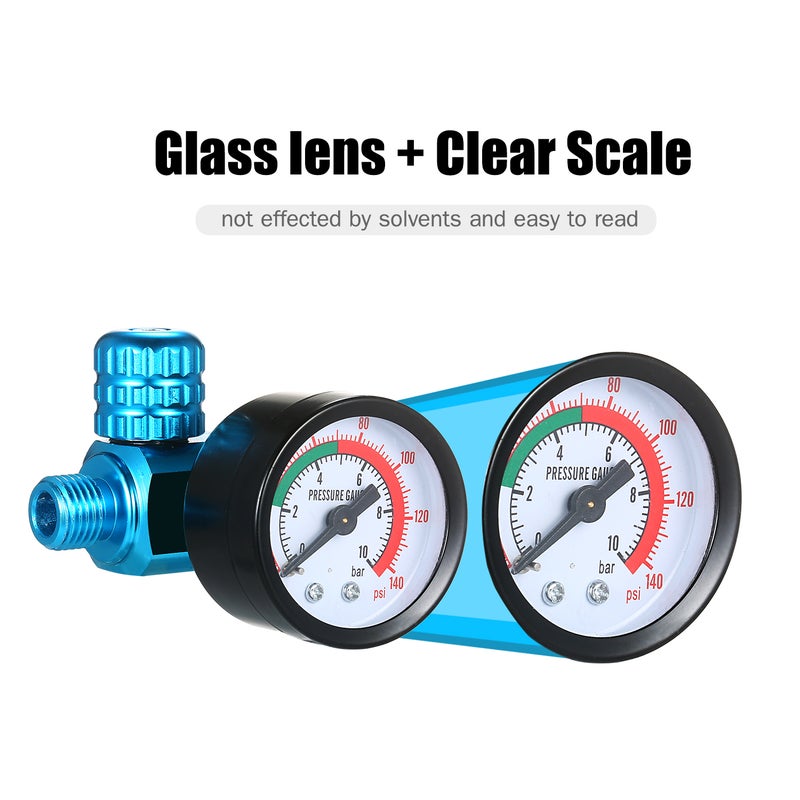 1/4 Inch 140PSI Mini Air Regulator Auto Pressure Regulator Valve Tool Tail Pressure Gauge with Nozzle For Spray Tool - Image 3