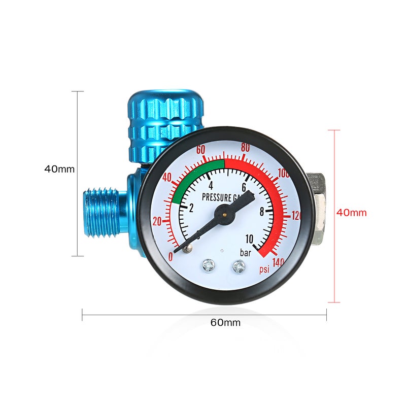 1/4 Inch 140PSI Mini Air Regulator Auto Pressure Regulator Valve Tool Tail Pressure Gauge with Nozzle For Spray Tool - Image 4