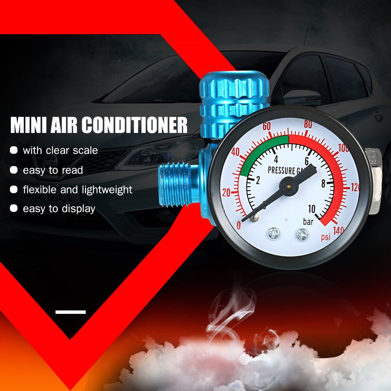 1/4 Inch 140PSI Mini Air Regulator Auto Pressure Regulator Valve Tool Tail Pressure Gauge with Nozzle For Spray Tool - Image 5