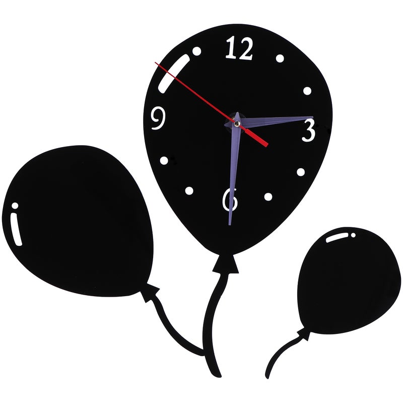 2pcs Balloon Shape Fashion Clock Adhesive Mirror Wall Clock Hanging Clock for Office Home Living Room Without Battery (Black) - Image 1