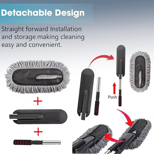 OTO2EYE 5 PCs Microfiber Car Duster with Long Handle Car Cleaning Brush Exteriror and Interiror Car Cleaning Cloth Car Ac Vent Cleaner Brush for Car, Motorbike, SUVs Car Cleaning Kit (Combo 5) - Image 5