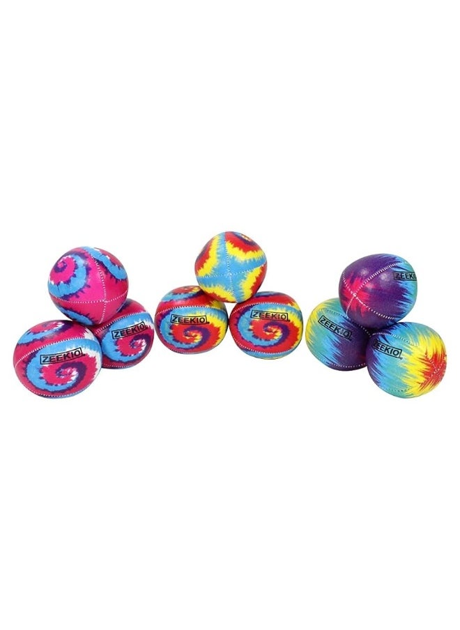 Zeekio Zeekio - Tie Dye Festival Juggling Ball - Professional Grade - Suitable for All Levels & Ages - Synthetic Leather Ball Durable - 120 Grams - Pack of 3 - Rainbow Burst  - Image 3