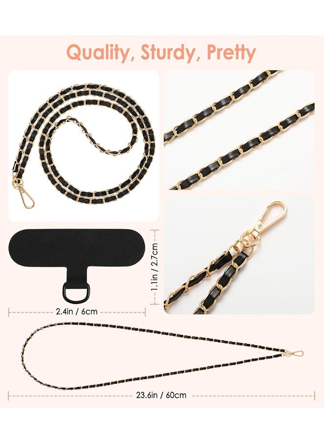 Universal Phone Lanyard, Metal Cell Phone Chain Anti-Theft Crossbody Strap for iPhone 16, 15 and Most Smartphones, Cell Phone Neck Holder for Women, Gold & Black - Image 4