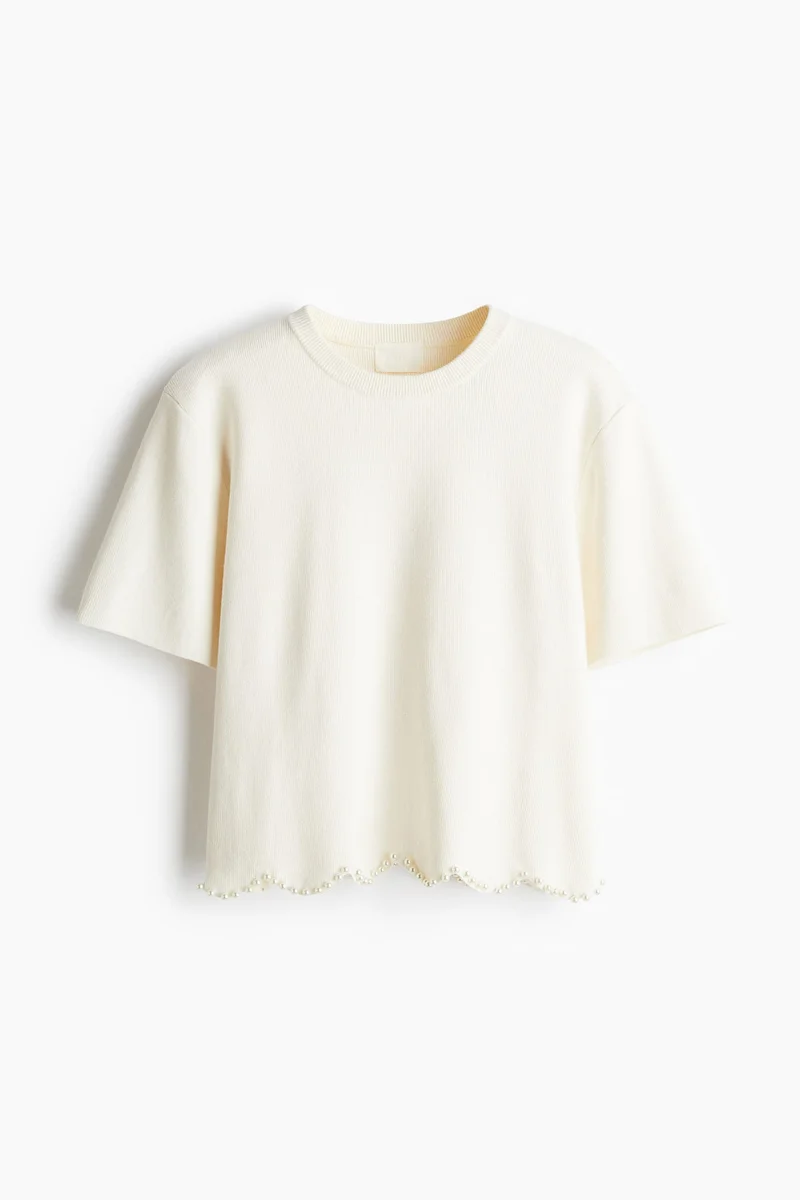 H&M Bead-Embellished Knitted Top