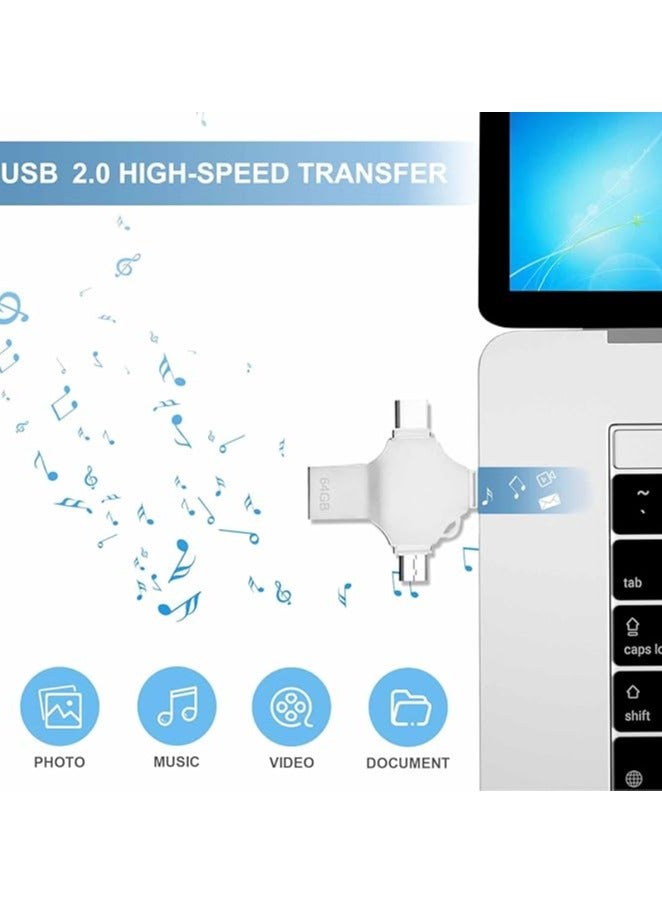 USB Flash Drive 64GB - 4 in 1 USB Stick Large Capacity USB Memory Stick High Speed Thumb Drive 64GB External Storage for Smartphone/OTG Android/Computer/Tablet/Laptop - Image 4
