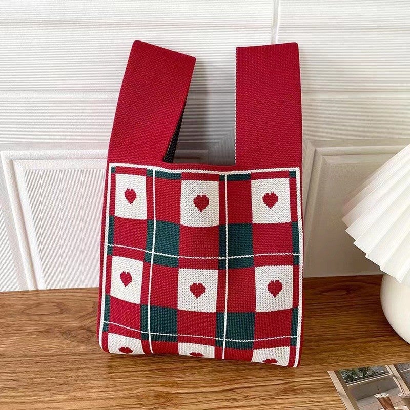 38 Boutique Printed Festive Knitted Handbag Women'S Exquisite Large Capacity Commuter Storage Bag National Style Accompanying Gift - Image 1