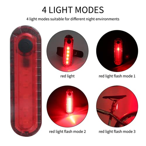 Linist Bicycle Rear Light LED USB Rechargeable Cycle Tail Light Waterproof Bicycle Taillight, 4 Mode,Red - Image 3