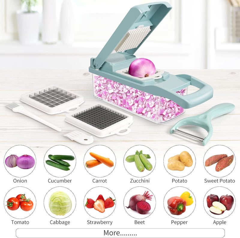 senbowe Ultra-Sharp 420-Grade Hardened Stainless Steel Onion Vegetable Chopper Dicer, 8 Interchangeable Blades, Includes Egg White Separator, Time Saver, 1 Year Warranty - Image 4