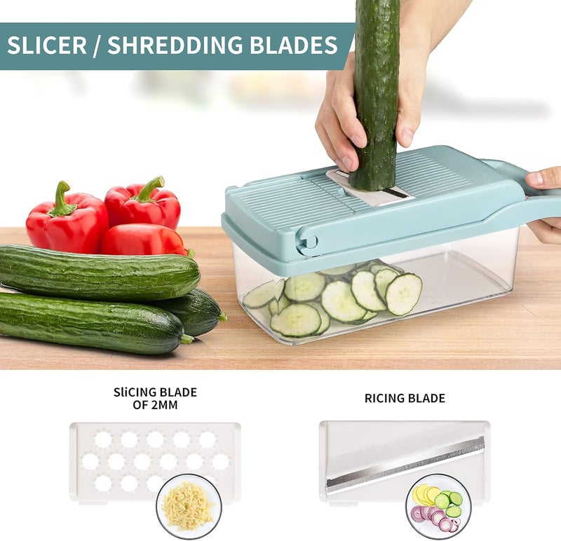 senbowe Ultra-Sharp 420-Grade Hardened Stainless Steel Onion Vegetable Chopper Dicer, 8 Interchangeable Blades, Includes Egg White Separator, Time Saver, 1 Year Warranty - Image 3