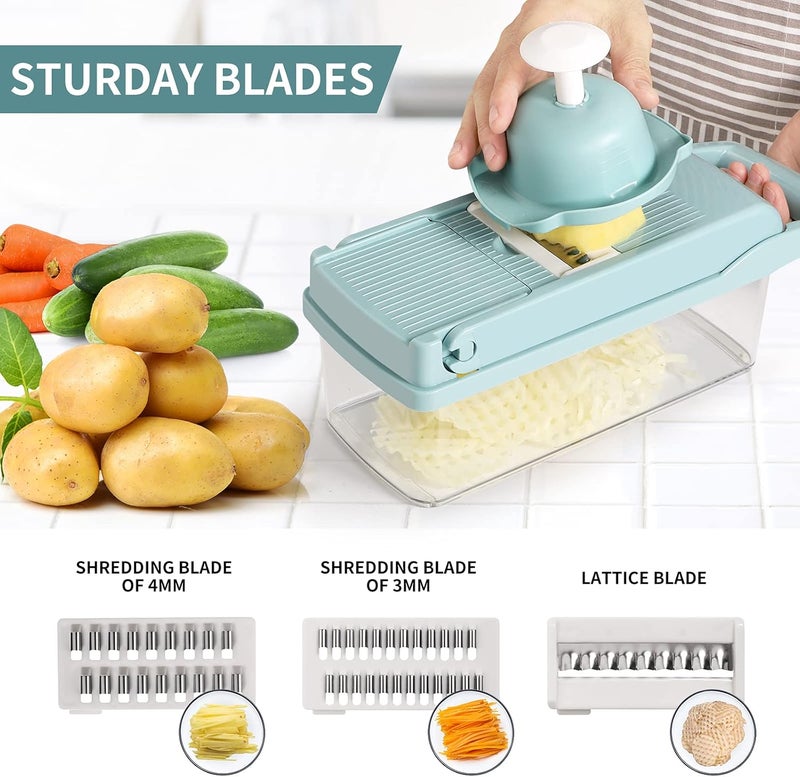 senbowe Ultra-Sharp 420-Grade Hardened Stainless Steel Onion Vegetable Chopper Dicer, 8 Interchangeable Blades, Includes Egg White Separator, Time Saver, 1 Year Warranty - Image 2