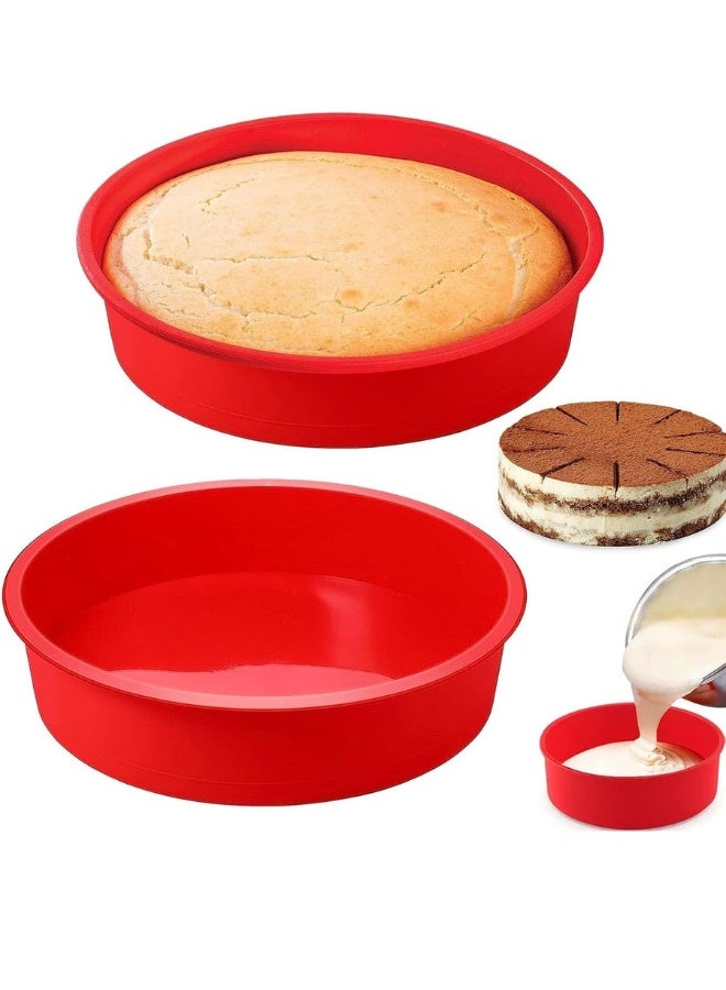 قوالب كيك سيليكون للخبز، صينية خبز كيك دائرية قابلة لإعادة الاستخدام مقاس 20 سم، قوالب كيك للقلاية الهوائية، قوالب كيك متعددة الوظائف لخبز الكيك الطبقي، الكيك الإسفنجي - عمق 6 سم - متعدد الألوان - Image 1