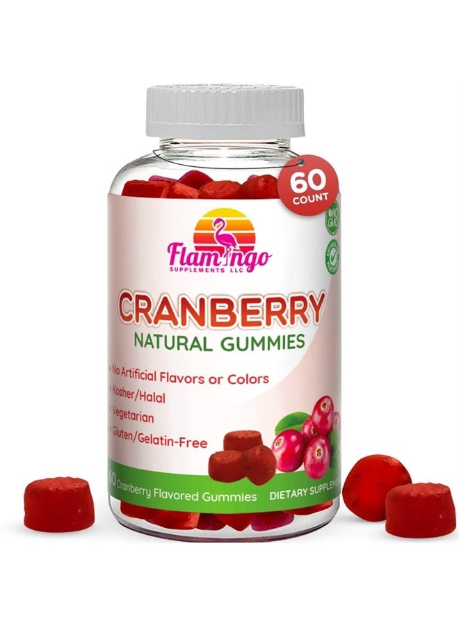 Flamingo Supplements Cranberry Gummies 1000 mg - Cranberry Supplement Alternative to Cranberry Pills or Juice for Women, Men, Kids. Cranberry for Urinary Tract Health, UTI Relief- Vegan, Halal, Kosher Chews- 60 Gummies - Image 1