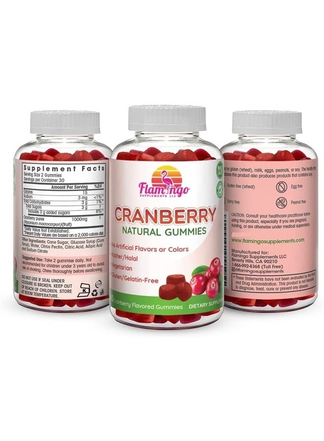 Flamingo Supplements Cranberry Gummies 1000 mg - Cranberry Supplement Alternative to Cranberry Pills or Juice for Women, Men, Kids. Cranberry for Urinary Tract Health, UTI Relief- Vegan, Halal, Kosher Chews- 60 Gummies - Image 4