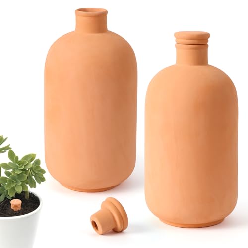 Lovely Ran 2 pcs Large 10x5in Ollas Terracotta Watering Pots Self Watering Planter Insert 1.8L Terra Cotta Clay Watering Spikes Automatic Plant Watering Devices for Outdoor & Indoor Plants Self-irrigate - Image 1