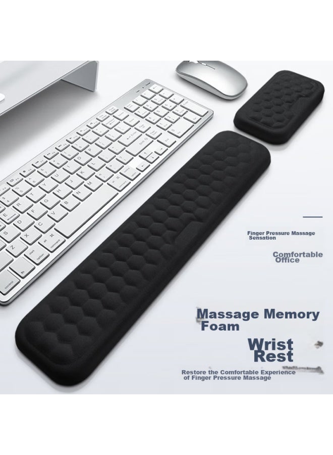 Kpte 87-key Keyboard Wrist Support Mouse Pad Wrist Cushion Memory Foam Wrist Rest 68-key Keyboard Tray Medium Size - Black - Image 4