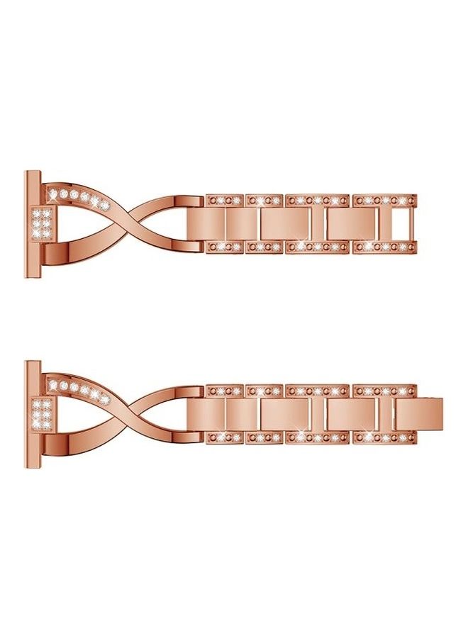 BGM X-Shaped Diamond-Studded Solid Stainless Steel Wrist Strap Watch Band For Fitbit Versa Lite Rose Gold - Image 5