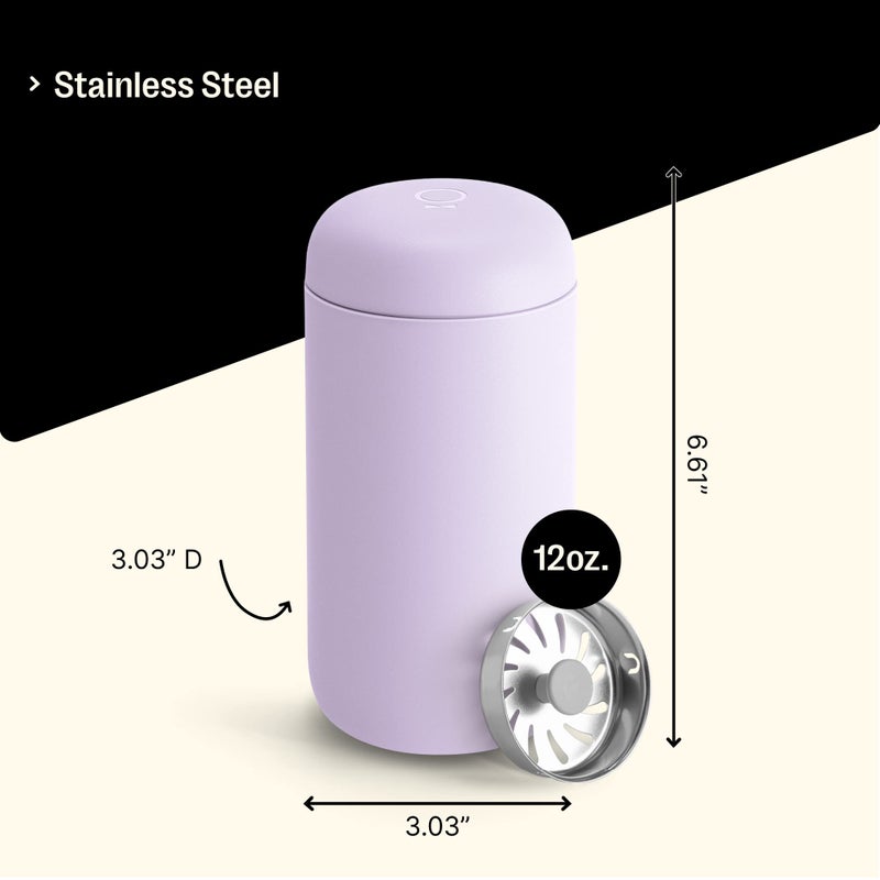 FELLOW فيللو 12 أونصة كوب السفر كارتر موف - كوب قهوة سفر معزول بالفراغ من الفولاذ المقاوم للصدأ - كوب قهوة مع داخلية خزفية وحماية من الرش - لافندر بنفسجي - Image 5