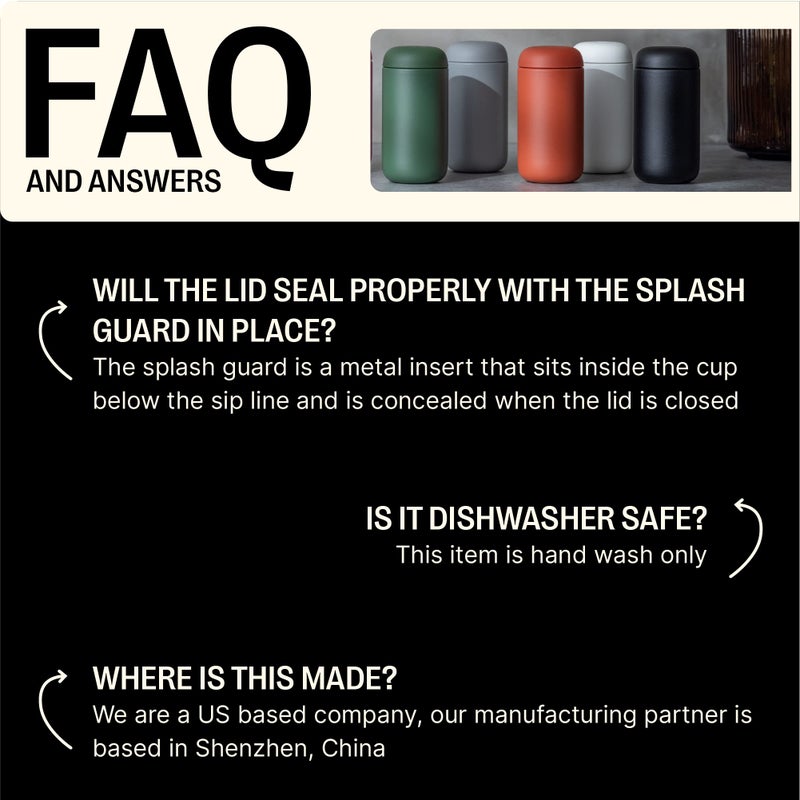 FELLOW فيللو 12 أونصة كوب السفر كارتر موف - كوب قهوة سفر معزول بالفراغ من الفولاذ المقاوم للصدأ - كوب قهوة مع داخلية خزفية وحماية من الرش - لافندر بنفسجي - Image 4