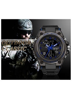 KASTWAVE Military Watches for Men, Large Face Army Watch, Waterproof Tactical Watches Men Army Digital Sports Outdoor Stopwatch LED Survival Tough Electronic Alarm Clock Black Gold Wrist Watch  - Image 2