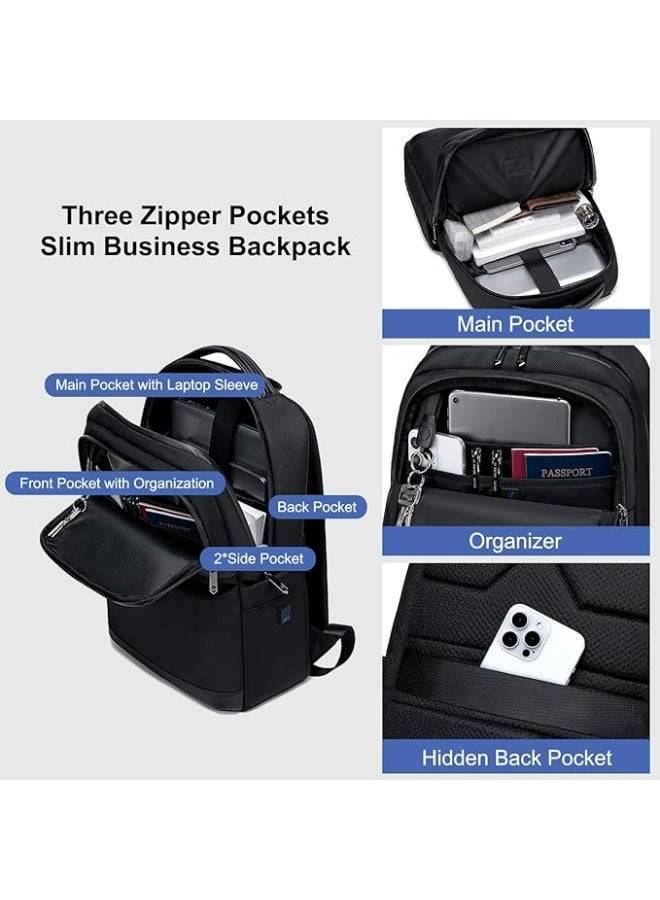 أركتيك هانتر حقيبة ظهر Arctic Hunter 20L رفيعة للرجال، مع جيب للكمبيوتر المحمول مقاس 15.6 بوصة، مصنوعة من البوليستر الممتاز المقاوم للماء وخفيف الوزن، مناسبة للجامعة والأعمال، لون أسود - Image 2