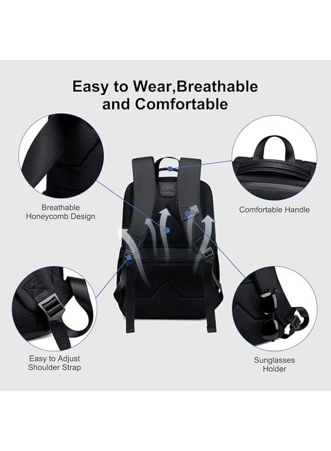 أركتيك هانتر حقيبة ظهر Arctic Hunter 20L رفيعة للرجال، مع جيب للكمبيوتر المحمول مقاس 15.6 بوصة، مصنوعة من البوليستر الممتاز المقاوم للماء وخفيف الوزن، مناسبة للجامعة والأعمال، لون أسود - Image 3