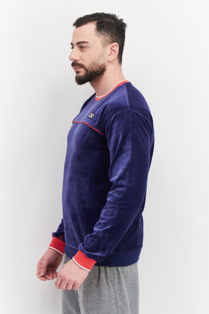 FILA سويت شيرت رياضي للرجال بأكمام طويلة، أزرق ميدييفال - Image 2