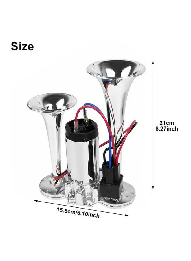 12V Super Loud Dual Train Horn Silver Trumpet For Trucks SUVs Boats Motorcycles - Image 3