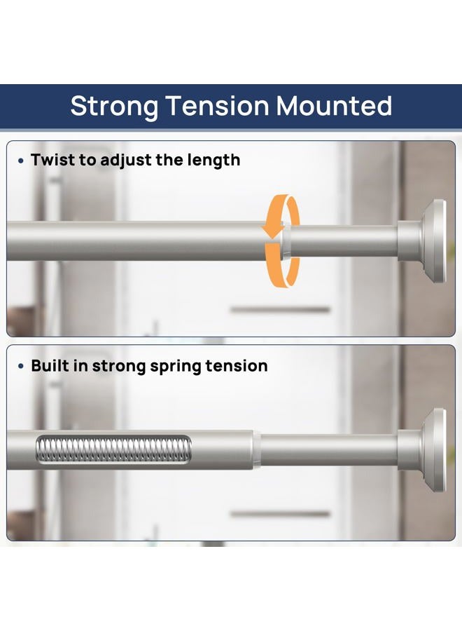 ENJOYBASICS Stainless Steel Shower Curtain Rod 33 to 72 Inches, 1 Inch Adjustable Spring Tension Curtain Rod No Drill for Bathroom, Closet, Window, Room Divider, Never Rust, Non Slip, Nickel - Image 3