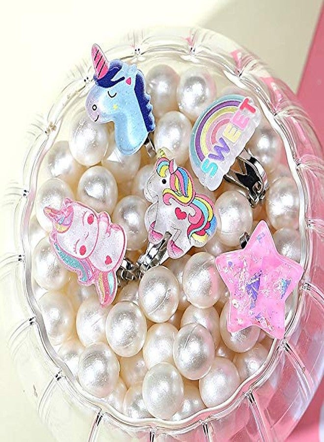 PinkSheep Unicorn Clip On Earrings for Little Girls, Bling Rainbow Earrings for Kids, 6 Pairs, Best Gift - Image 5