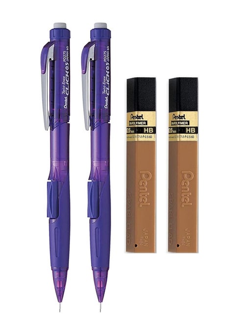 2-Piece Mechanical Pencil 0.5mm Tip With Two Pack of Leads