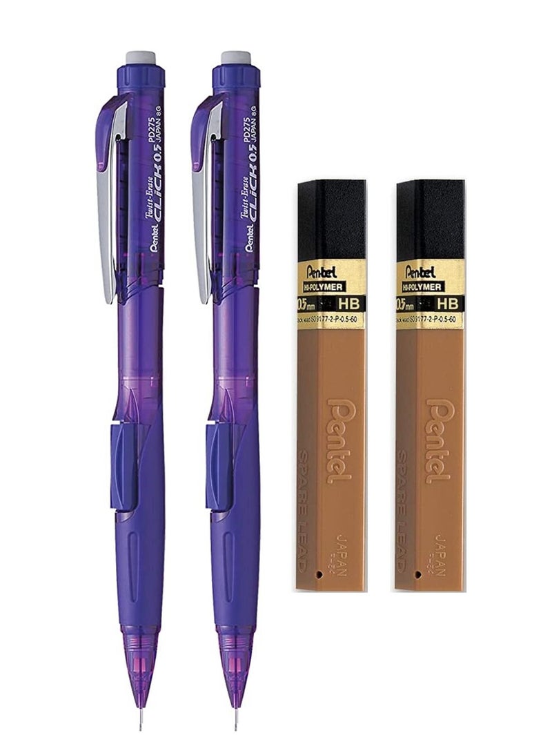 Pentel 2-Piece Mechanical Pencil 0.5mm Tip With Two Pack of Leads - Image 1