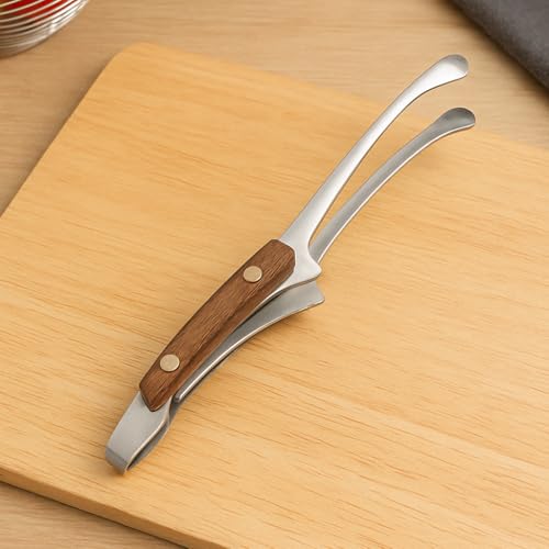 Leeonz Premium Stainless Steel Kitchen Tongs with Wooden Handle – Heavy-Duty Cooking, Serving, Ice & BBQ Tongs – Durable Grip for Home & Outdoor Use - Image 1