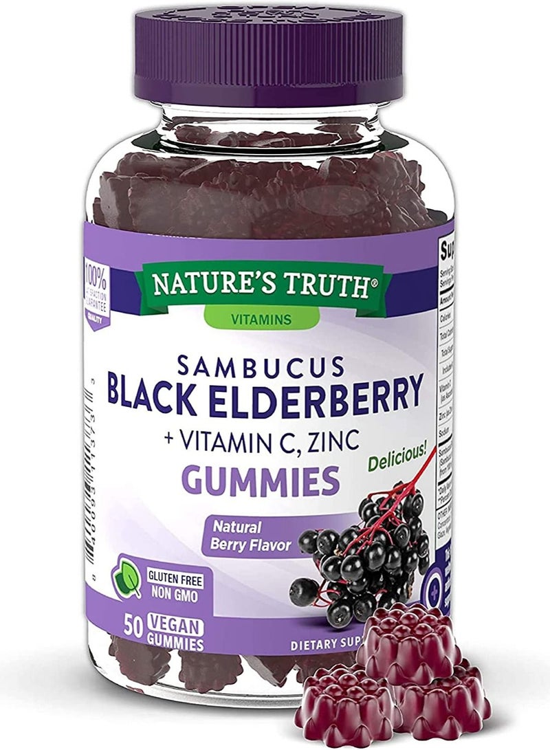 Nature's Truth Nature's Truth Sambucus Black Elderberry Gummies With Vitamin C and Zin, Natural Berry Flavor 50 Coun  - Image 1