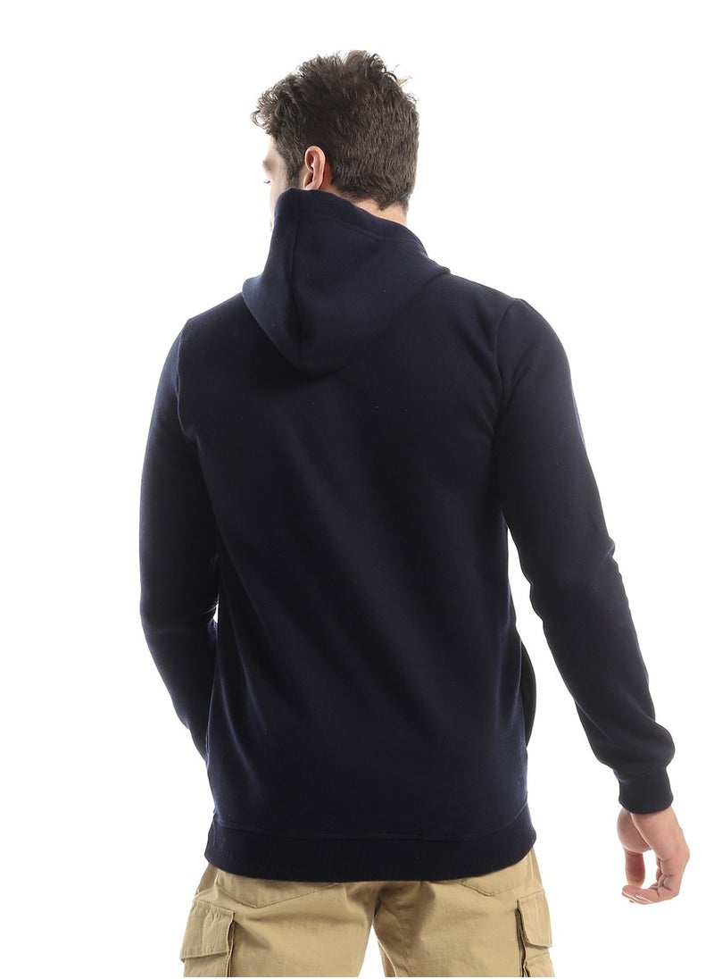 Andora - Front Printing Slip On Hoodie - Navy Blue - Image 1