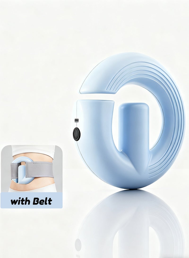 HomKawt G-Shaped Blue Portable Massage Gun with Belt -3-Speed Hands-Free Percussion Massager Ring for Full Body Muscle Relief - Image 1