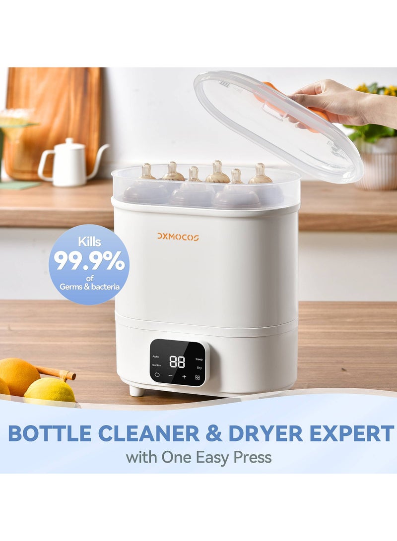 Dxmocos Dxmocos 4-in-1 Baby Bottle Sterilizer and Dryer, Electric Steam Sterilizer with LED Touch Screen, White  - Image 2