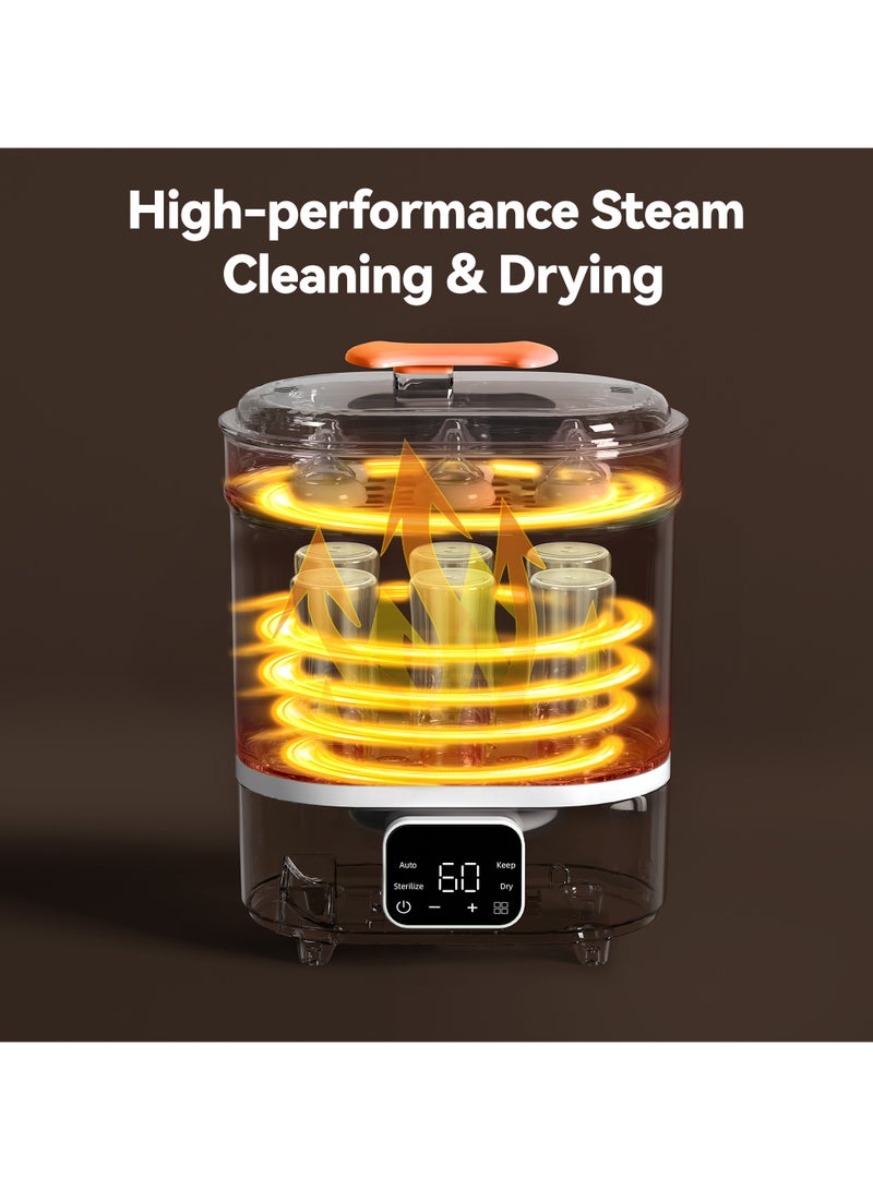 Dxmocos Dxmocos 4-in-1 Baby Bottle Sterilizer and Dryer, Electric Steam Sterilizer with LED Touch Screen, White  - Image 4