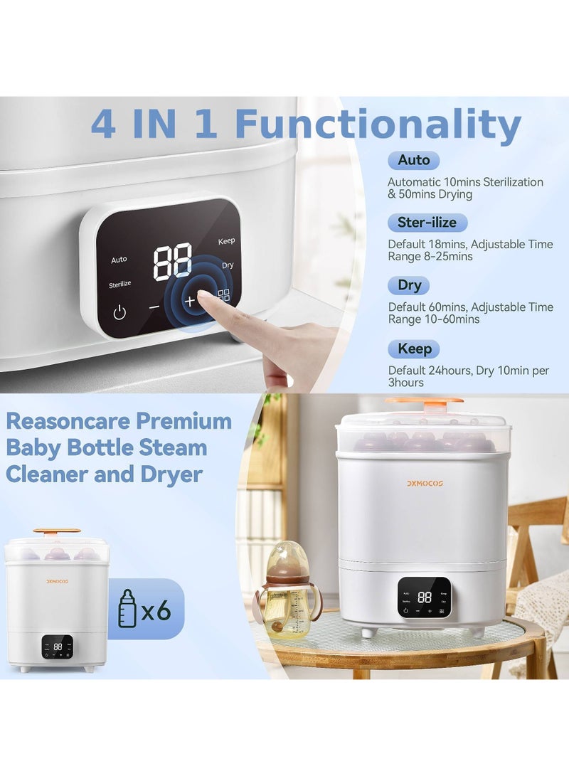 Dxmocos Dxmocos 4-in-1 Baby Bottle Sterilizer and Dryer, Electric Steam Sterilizer with LED Touch Screen, White  - Image 5
