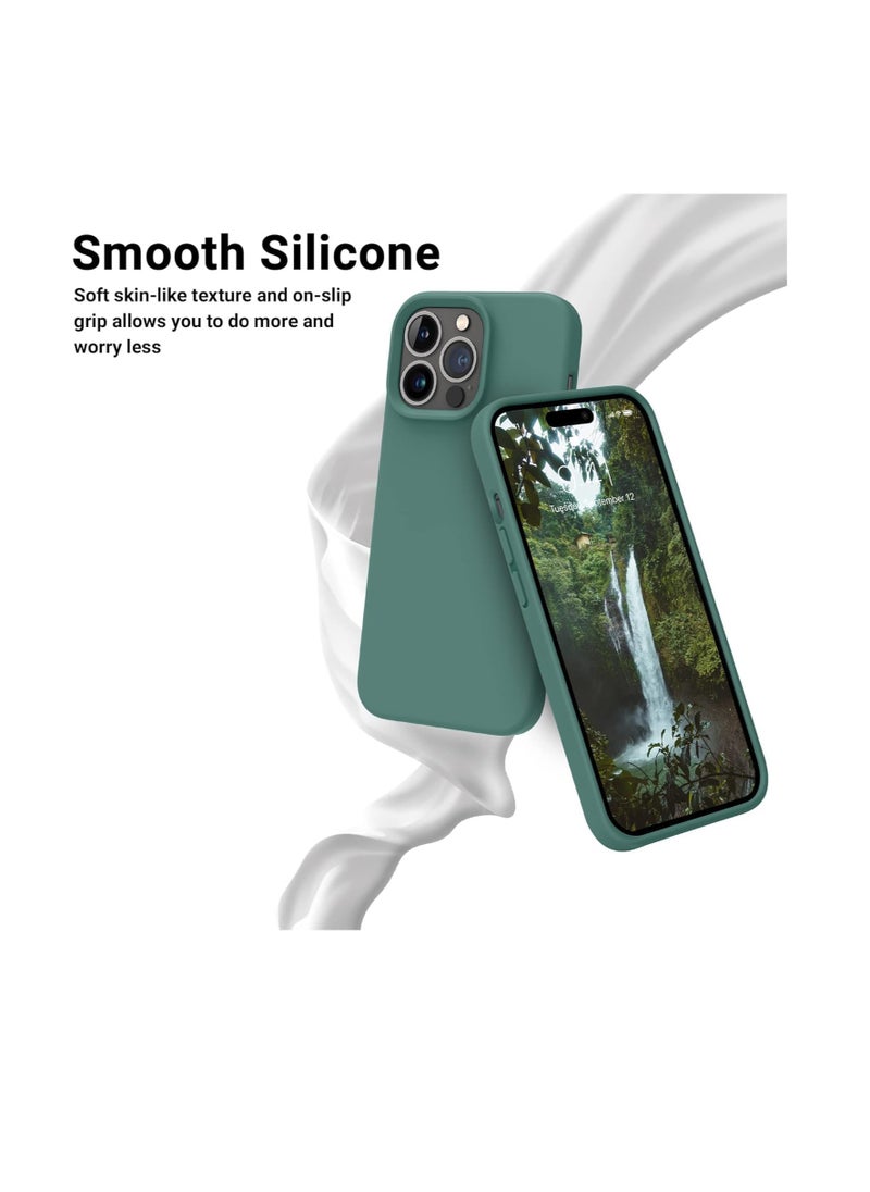 Generic - Liquid Silicone Gel Cover with Full Body Protection Anti-Scratch Shockproof Silicone Case for iPhone 12 Pro Max 6.7", Pine Green - Image 1