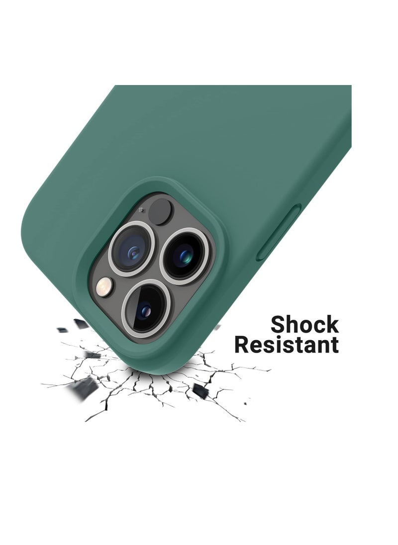 Generic - Liquid Silicone Gel Cover with Full Body Protection Anti-Scratch Shockproof Silicone Case for iPhone 12 Pro Max 6.7", Pine Green - Image 1