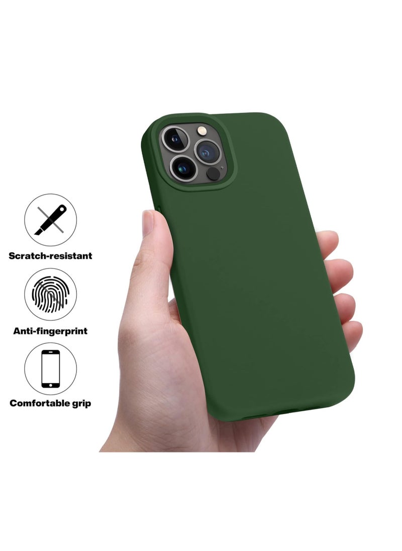 Generic - Liquid Silicone Gel Cover with Full Body Protection Anti-Scratch Shockproof Silicone Case for iPhone 12 Pro Max 6.7", Pine Green - Image 1